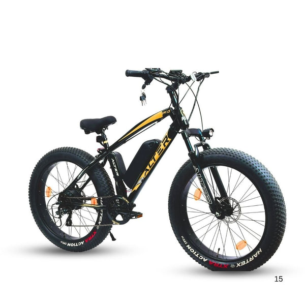 Alter 26" F - 035 PRO Model Electric Cycle with 36V 350W BLDC HUB Motor | LI - ION REMOVABLE BATTERY | SUITABLE FOR HILLY AREAS | 95% PREASSEMBLED with Charger (GOLDEN, 15.6 AH) - Alter Bikes