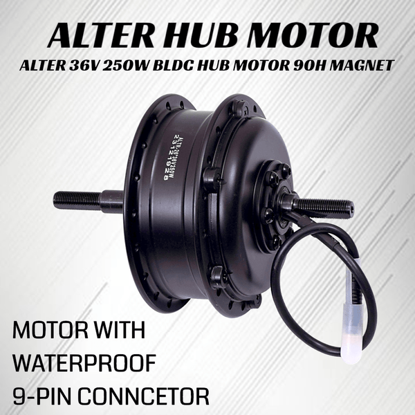 ALTER 36V 250W (013 PRO) CYCLE HUB MOTOR KIT | 12 MAGNETS PAS | ALL WATERPROOF CONNECTORS (MULTI SPEED) - Alter Bikes