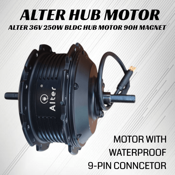 ALTER 36V 250W (013 PRO) CYCLE HUB MOTOR KIT | 12 MAGNETS PAS | ALL WATERPROOF CONNECTORS (SINGLE SPEED) - Alter Bikes