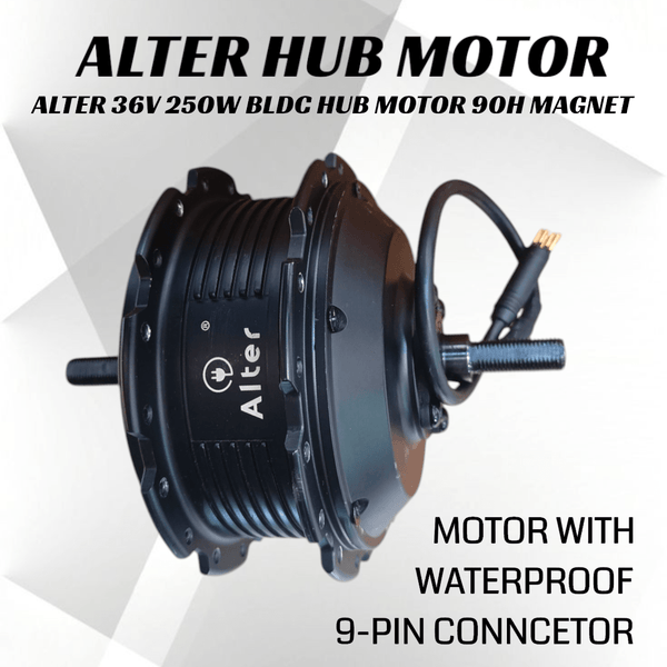 ALTER 36V 250W (016 PRO) CYCLE HUB MOTOR KIT | 3 LEVEL PAS | ALL WATERPROOF CONNECTORS (SINGLE SPEED) - Alter Bikes