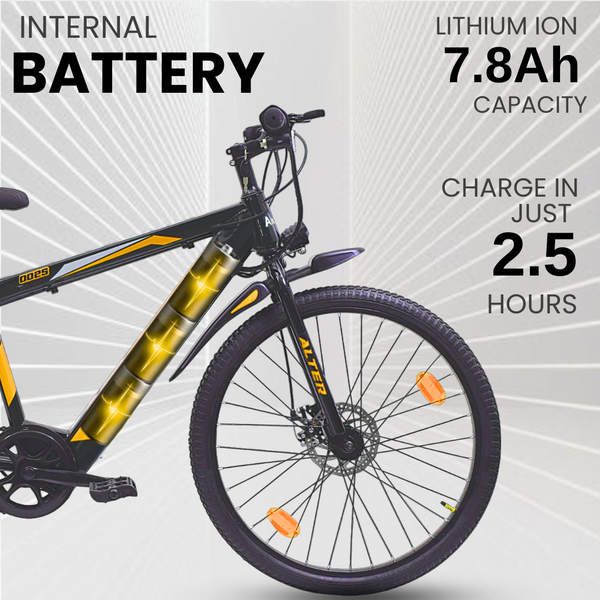 Alter 26" 002S Model Electric Cycle with 36V 250W BLDC HUB Motor | LI-ION BATTERY | 95% PREASSEMBLED with Charger (GOLDEN, 7.8AH) Alter Bikes