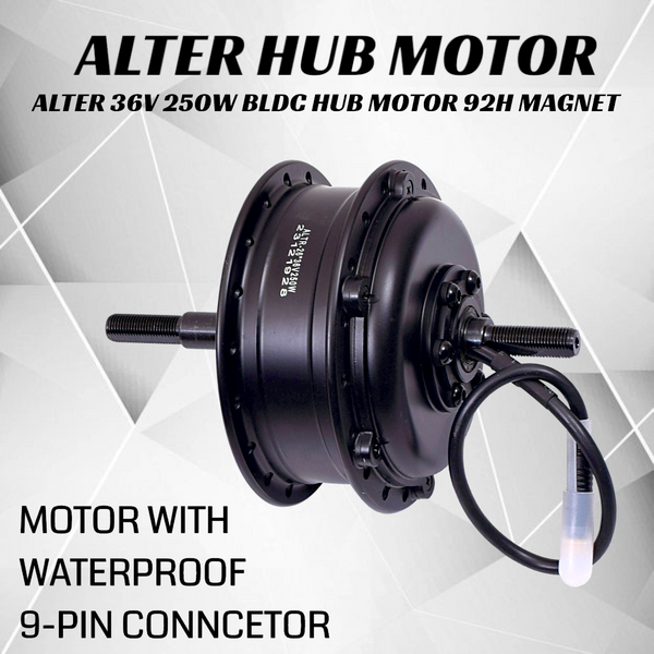 ALTER 36V 250W (014-WP) CYCLE HUB MOTOR KIT(MULTI SPEED) (BLACK) {ALL CONNECTORS ARE WATERPOOF} Alter Bikes