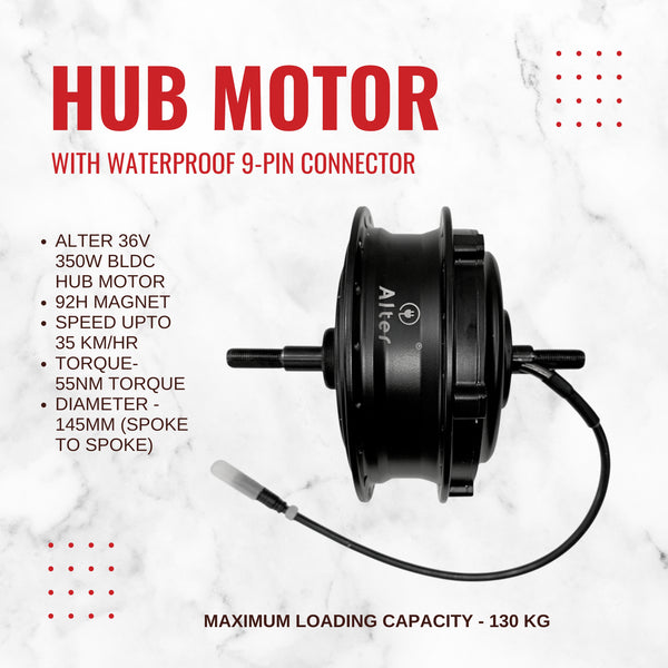 ALTER 36V 350W (036 PRO) CYCLE HUB MOTOR KIT, BLACK Alter Bikes