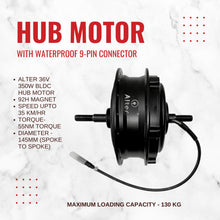 ALTER 36V 350W (036 PRO) CYCLE HUB MOTOR KIT, BLACK Alter Bikes