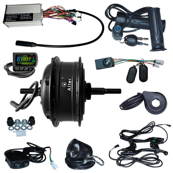 ALTER 36V/48V 350W (037 PRO) CYCLE HUB MOTOR KIT , BLACK {KEYLESS START & MOTOR LOCK FUNCTION} Alter Bikes