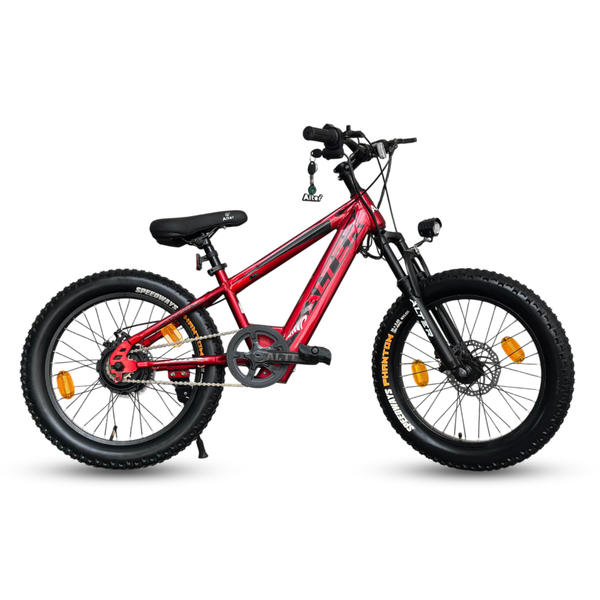 ALTER 20" HANZOR KIDS ELECTRIC CYCLE, 95% PRE-ASSEMBLED WITH CHARGER (RED & BLACK) Alter Bikes