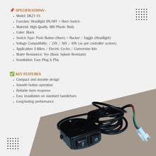 ALTER DK21-1S Headlight Horn Switch Set E-Bike Push Rocker Black Alter Bikes