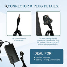 36V 2A (ROUND - PIN) Smart E - Bike Charger with Reverse Polarity Function & Auto cut off Function, Output Voltage / Current: 42V - Alter Bikes