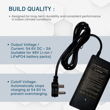48V 3A (ROUND - PIN) Smart E - Bike Charger with Reverse Polarity Function & Auto cut off Function, Output Voltage / Current: 54.6V - Alter Bikes
