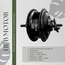 ALTER 36V 250W (IN-014 PRO) CYCLE HUB MOTOR KIT(SINGLE SPEED) {ALL CONNECTORS ARE WATERPOOF} Alter Bikes