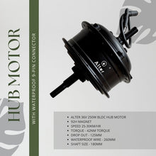 ALTER 36V 250W (IN-014 PRO) CYCLE HUB MOTOR KIT(MULTI SPEED) {ALL CONNECTORS ARE WATERPOOF} Alter Bikes