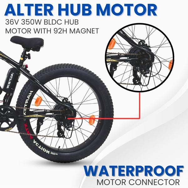 Alter 26" F-035 PRO Model Electric Cycle with 36V 350W BLDC HUB Motor | LI-ION REMOVABLE BATTERY | SUITABLE FOR HILLY AREAS | 95% PREASSEMBLED with Charger (SEAGREEN, 7.8 AH) (Copy) Alter Bikes