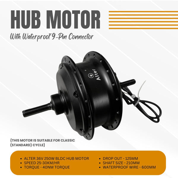 ALTER 002S 40H (40 HOLES) 36V 250W CYCLE HUB MOTOR KIT - Alter Bikes