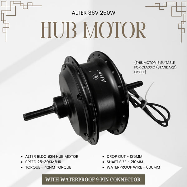 ALTER 003 PRO 40H (40 HOLES) 36V 250W CYCLE HUB MOTOR KIT - Alter Bikes