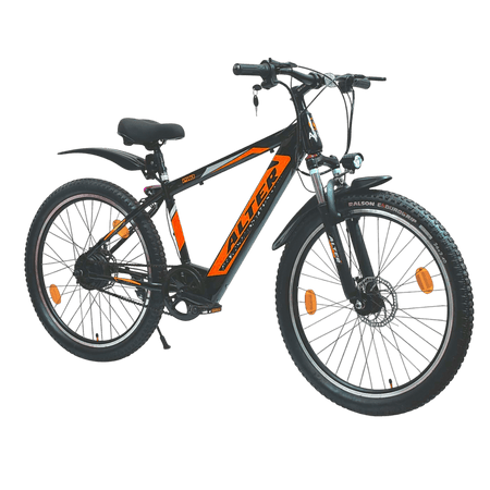 ALTER 26" 001PRO ELECTRIC CYCLE | BLDC HUB MOTOR | LI - ION BATTERY|LCD DISPLAY THROTTLE | 95% PRE - ASSEMBLED WITH CHARGER (BLAZE ORANGE, 10.4AH) - Alter Bikes
