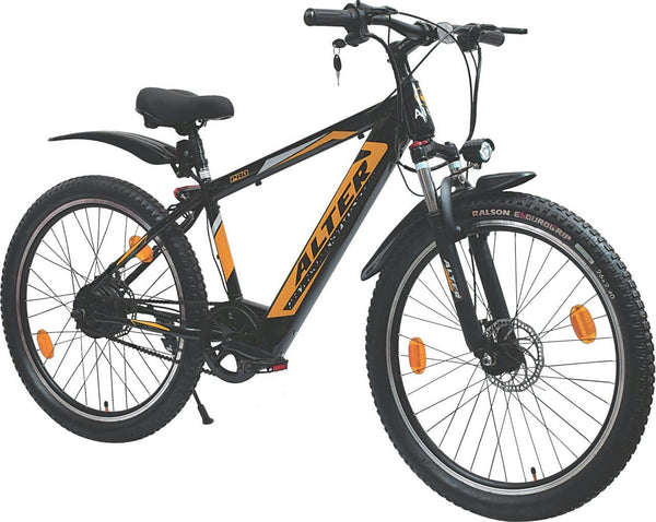 ALTER 26" 001PRO ELECTRIC CYCLE | BLDC HUB MOTOR | LI - ION BATTERY|LCD DISPLAY THROTTLE | 95% PRE - ASSEMBLED WITH CHARGER (GOLDEN, 10.4AH) - Alter Bikes