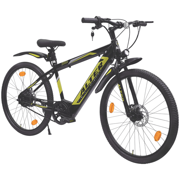 Alter 26" 002S Model Electric Cycle with 36V 250W BLDC HUB Motor | LI - ION BATTERY | 95% PREASSEMBLED with Charger (YELLOW, 10.4AH) - Alter Bikes