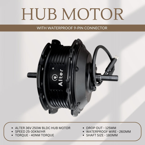 ALTER 36V 250W (002S PRO) CYCLE HUB MOTOR KIT (SINGLE SPEED) - Alter Bikes