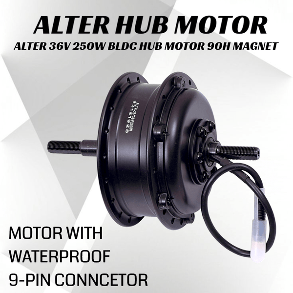 ALTER 36V 250W (016 PRO) CYCLE HUB MOTOR KIT | 3 LEVEL PAS | ALL WATERPROOF CONNECTORS (MULTI SPEED) - Alter Bikes