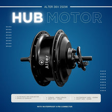 ALTER 36V 250W (016 PRO) CYCLE HUB MOTOR KIT | 3 LEVEL PAS | ALL WATERPROOF CONNECTORS (SINGLE SPEED) - Alter Bikes