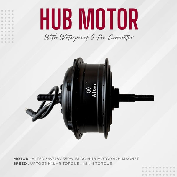 ALTER 36V/48V 350W (037 PRO) CYCLE HUB MOTOR KIT , BLACK {KEYLESS START & MOTOR LOCK FUNCTION} - Alter Bikes